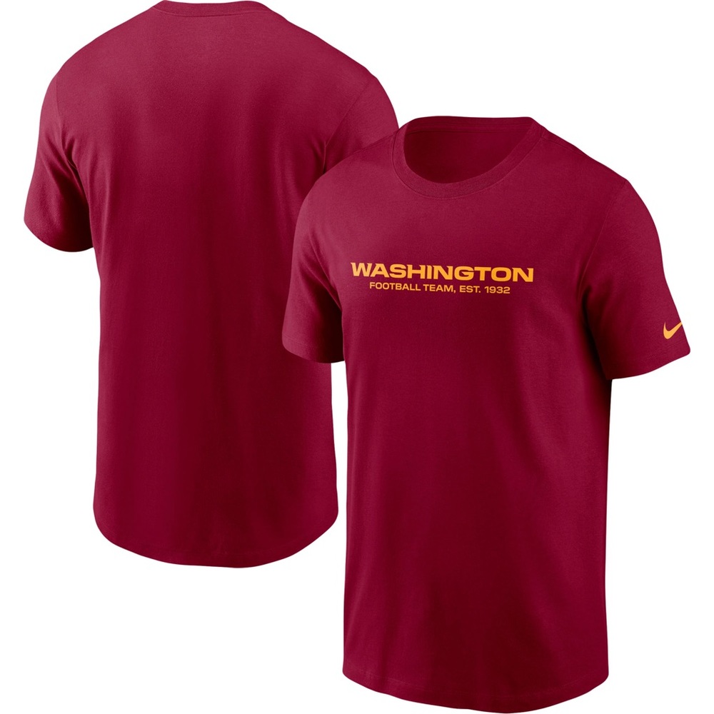 Brand new Washington football team Nike fan gear wordmark T-shirt Burgandy